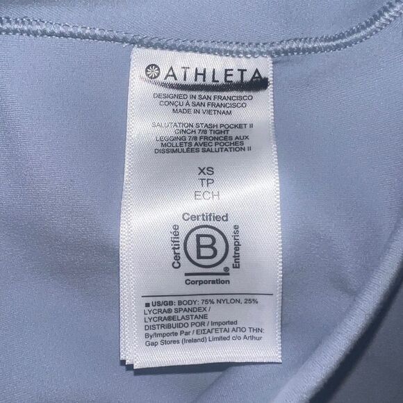 Athleta Salutation Stash Pocket II Cinch 7/8 Star Blue Extra Small NWOT - Picture 8 of 9